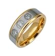 Titanium Gold Band Ring with Cubic Zirconia - Size: 8-12