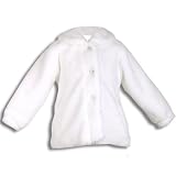 Letop Soft as Snow White Faux Fur Button Front Jacket, White, 3 Months
