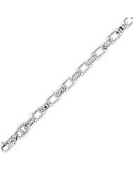 14K Solid White Gold Hip Hop Bullet Chain Bracelet 5mm (15/64 in.) - 8.5 in.