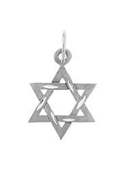 14k White Gold Diamond Cut Star of David Pendant