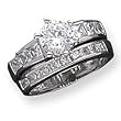 Sterling Silver CZ 2 Piece Wedding Set Ring Sterling Silver CZ 2 Piece Wedding Set Ring