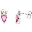 14K White Gold Pink Sapphire and Diamond Earrings