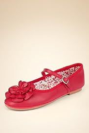 Younger Girls Leather Floral Corsage Shoes