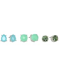Nine West "Bright Young Things" Silver-Tone and Blue-Green Stud Earrings Jewelry Set