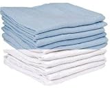 12 Muslin Squares (6 Blue / 6 White) 100% Cotton