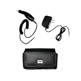 EMPIRE Black Leather Case Pouch with Belt Clip and Belt Loops + Car Charger ....