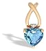 14K Yellow Gold Genuine Heart Blue Topaz and Diamond Pendant