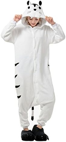 MCandy Women Men Halloween Party Onesies White Tiger Outwear Pajamas L