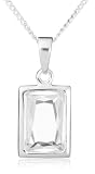 Silver P2916/CH96-41 41cm Glass Rectangular Pendant on Chain