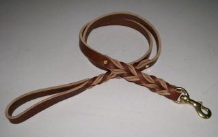 Punk Hollow ~ Leather Dog Leash ~ Dog Training Leash ~ Double Braided ~ 4 Ft. X 3/4 In. ~ Brown/Brass (Amish Made)
