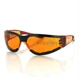 Bobster Action Eyewear Shield II Sunglass, Red Frame, Amber Lens