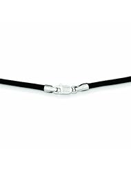 14K White Gold 2mm 16in Black Leather Cord Necklace 16 Inches