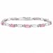 Sterling Silver Simulated Pink Opal and Genuine Diamond Acccent Bracelet