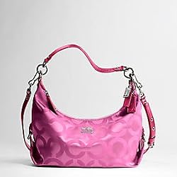 Coach Signature Op Art Signature Hailey Shoulder Convertiable Hobo Bag Purse 14337 Raspberry