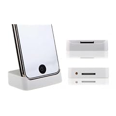 Tisch Ladestation / Docking Station / Ladeger�t mit Kopfh�reranschluss in Weiss f�r iPod, iPhone 3G und 3GS