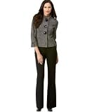 Tahari Plus Size Tweed Three-Button Mock-Neck Pant Suit