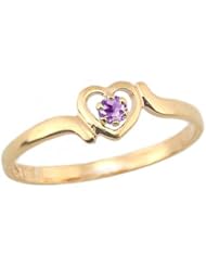 14K Gold 3 1/2 Childrens Genuine February Birthstone Ring - Amethyst
