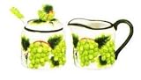 GREEN GRAPE 3-D Creamer & Sugar Jar Set w/Sugar Spoon *NEW*