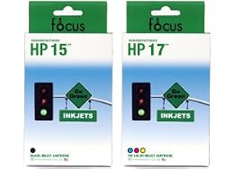 Remanufactured HP 15 & 17 Ink Cartridges Combo 2-Pack: 1 Black / 1 Color