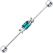 Surgical Steel Zircon CZ Square Industrial Barbell 37mm