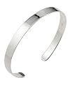 925 Sterling Silver Flat Plain 7mm Cuff Bracelet