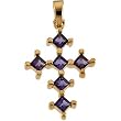 14K Yellow Gold Amethyst Cross Pendant