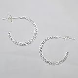 Hammered Sterling Silver Hoop Earrings, 3/4" long, #9451