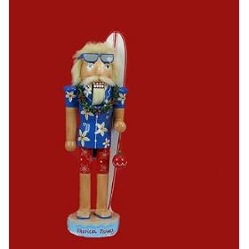 Dark Blue Tropical Nutcracker Christmas Holiday Surfer