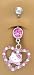 Hello Kitty Pink & Cz Heart Belly Navel body jewelry piercing bar Ring