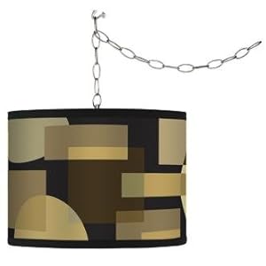 Swag Style Earthy Geometrics Shade Plug-In Chandelier