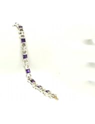 14K White Gold Amethyst Bracelet