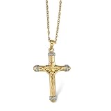 9ct Yellow Gold 1pt Diamond Set Cross With An 18 Prince Of Wales Chain