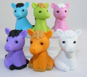 6 Pcs Japanese Iwako Erasers - Horses