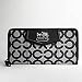 Coach New Madison Shantung Op Art Signature Accordian Zip Wallet BLACK&WHITE&SILVER - Coach 45460BW
