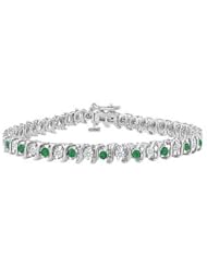 Emerald and Diamond Tennis Bracelet 14K White Gold - 2.00 CT TGW