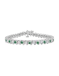 Emerald and Diamond Tennis Bracelet 18K White Gold - 2.00 CT TGW