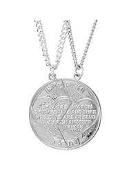 CleverEve Designer Series Miz Pah Coin (Left & Right) Sterling Silver Dual Pendant Necklace w/ Chain 26.00 x 28.00mm