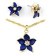 Gold White Metal with Clear Acrylic Set, Weight: 12.60gm - Blue Flower Gold White Metal with Clear Acrylic Set, Weight: 12.60gm - Blue Flower
