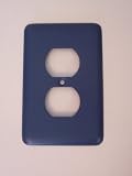 Blue Single Duplex Stamped Steel Outlet Cover Plate