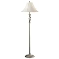 3 Way Iron Floor Lamp with Silk Shade - Antique Silver