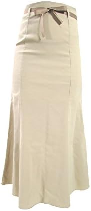 8470 Women Career Business Fitted Long Flare Skirt Beige L