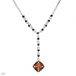 Necklace With 0.85ctw Precious Stones - Genuine Citrine and Diamonds Beautifully Crafted in White Gold Length 18in