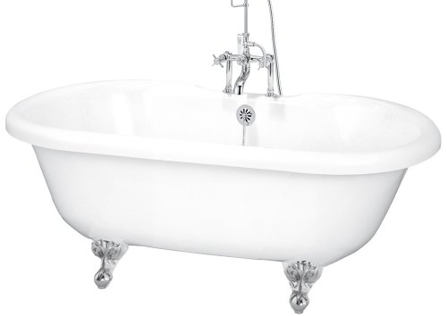 Elizabethan Classics ECUSADF60CP Acrylic Dual Tub with Tub Rim Holes, Chrome Feet