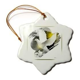 Easter Dove - Bird Art - 3 Inch Snowflake Porcelain Ornament