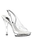 Women's 5 Inch Stiletto Heel Platform Slingback (Clear Silver/Clear;6)