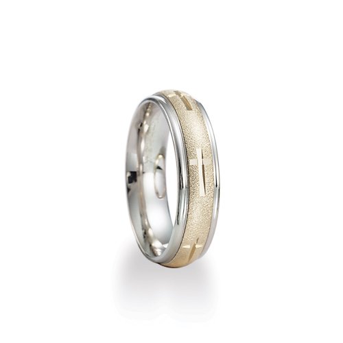 (Lifetime Guarantee) 14k White and Yellow Gold Wedding Band Ring, Comfort Fit Design, 6mm wide Size