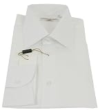 Mens Luciano Barbera Solid White Barrel Cuff Dress Shirt - Size 17.5 (EUR 44) - 34/35