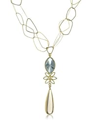 Julieli "Metaform" Aquamarine and Smoky quartz 18k Gold Chain Diamond Pendant Necklace