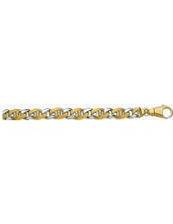 10mm Fancy Two Tone Gold Link Bracelet 8"