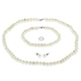 Freshwater Baroque Pearl 5-6mm Necklace, Bracelet, Earring Set, 925 Silver Clasp